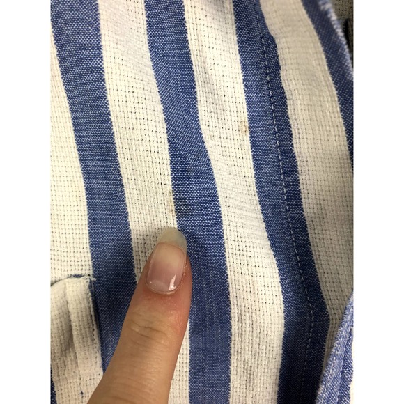 PUSSERS WEST INDIES Button Down Tropic Weave Shirt Stripe Blue White Size L - Picture 6 of 6